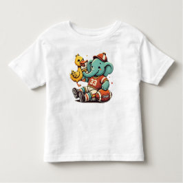 Verspielte Pals: Cartoon Elephant und Ente Kleinkind T-shirt