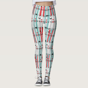 Verspielte Retro-Mama mit Herzen und Türkisstreife Leggings