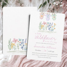 Verspielte rosa Aquarell-Wildblumen-Baby-Party 
