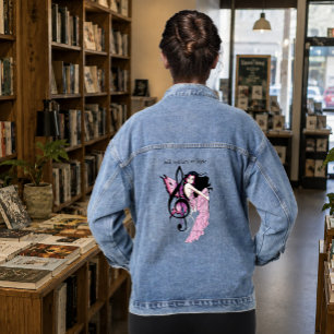 Verspielte rosa Fee blaue Fantasie Musiknote Jeansjacke