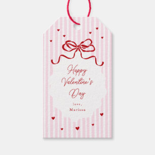 Verspielte rosa rote Schleife Herzen Valentinstag Geschenkanhänger