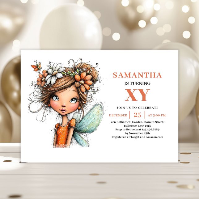 Verspielte schöne Feen-Geburtstagseinladung Einladung (Whimsical Beautiful Fairy Girl Birthday Invitation)