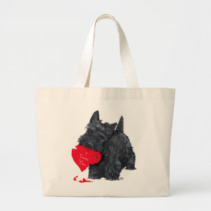 Verspielte schottische Terrier-Valentinstasche Jumbo Stoffbeutel