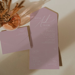 Verspielte Schrift   Staubiges Rosen-Siegel und Se All In One Einladung