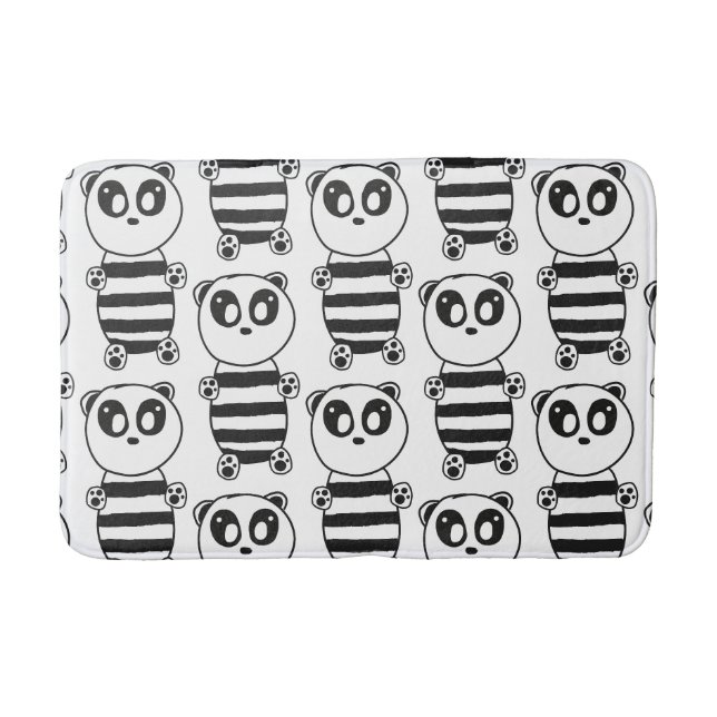 Verspielte Schwarz-Weiß-Panda-Kunst Badematte (Vorderseite)