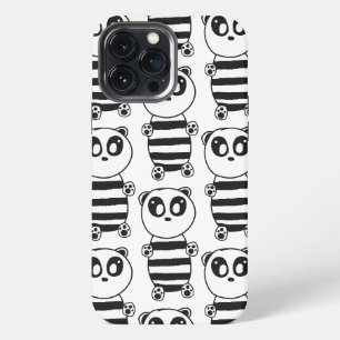 Verspielte Schwarz-Weiß-Panda-Kunst iPhone 13 Pro Max Hülle