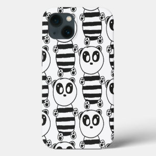Verspielte Schwarz-Weiß-Panda-Kunst iPhone Hülle