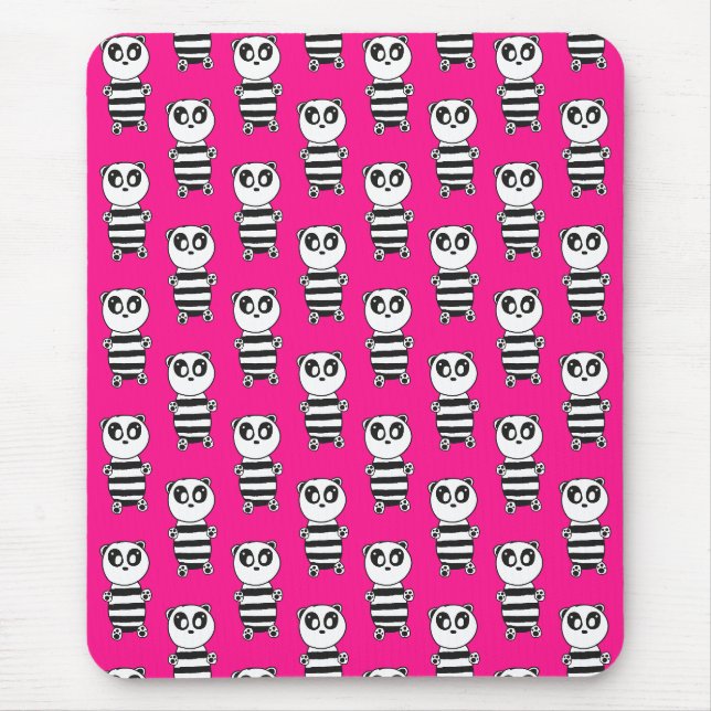 Verspielte Schwarz-Weiß-Panda-Kunst Mousepad (Vorne)
