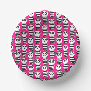 Verspielte Schwarz-Weiß-Panda-Kunst Pappteller