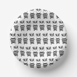 Verspielte Schwarz-Weiß-Panda-Kunst Pappteller