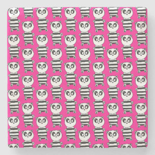 Verspielte Schwarz-Weiß-Panda-Kunst Steinuntersetzer