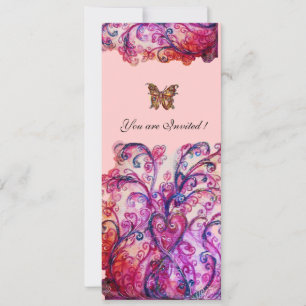 VERSPIELTE SCHWÜNGE hellrot rosa lila Einladung