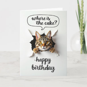 Verspielte Tabby-Geburtstagskarte Karte