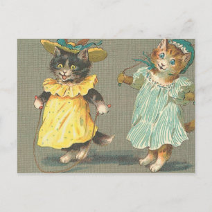 verspielte Vintage-Kätzchen Postkarte