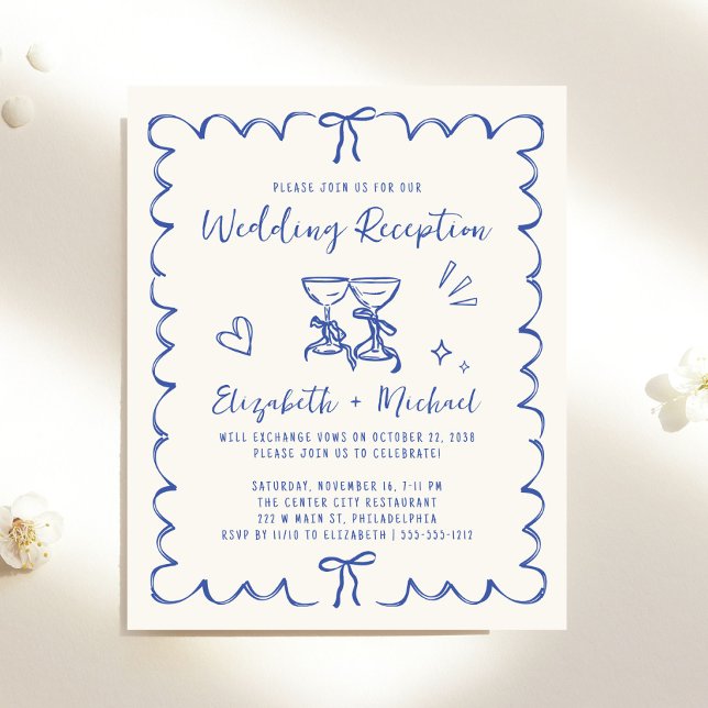 Verspielte wellenförmige Rahmen-Hochzeitsempfangs- (Whimsical Wavy Frame Wedding Reception Invitation)