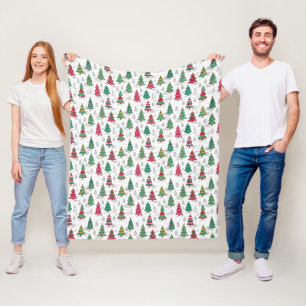 Verspielte Whimsical Dekorierte Weihnachtsbäume Do Fleecedecke
