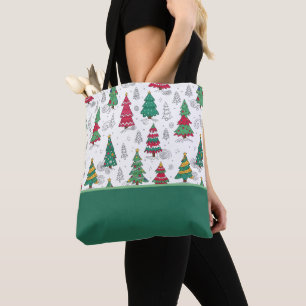 Verspielte Whimsical Dekorierte Weihnachtsbäume Do Tasche