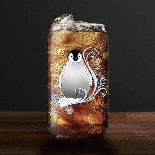 Verspielte Winter-Pinguin-Art-Nouveau-Schneeflocke Dosenglas
