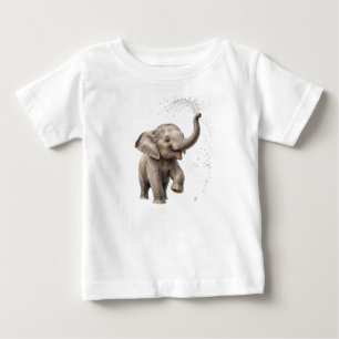 Verspielter Baby-Elefant plantscht im Fluss Cute W Baby T-shirt