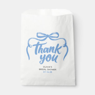 Verspielter blauer Schleifen-Handschrift-Hochzeits Geschenktütchen