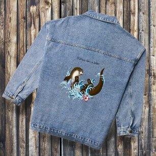 Verspielter blauer wunderlicher Flussotter Spritze Jeansjacke