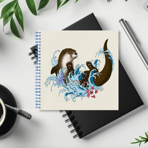 Verspielter blauer wunderlicher Flussotter Spritze Notizbuch