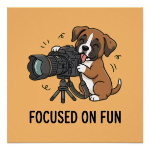 Verspielter Boxerhund Kamera-Enthusiast Orange Kun Poster