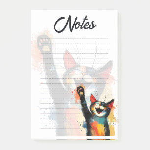 Verspielter bunter Katzen-Wasserfarben-Notizblock Post-it Klebezettel