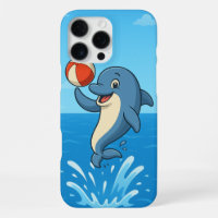 Verspielter Cartoon-Delfin mit Strandball