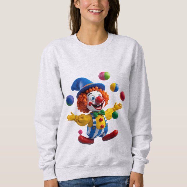 Verspielter Clown springt mit hellen Bällen Sweatshirt (Vorderseite)