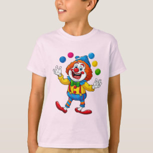 Verspielter Clown springt mit leuchtenden Bällen T-Shirt