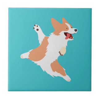 Verspielter Corgi Fliese