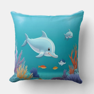 🐬 Verspielter Delfin Korallenriff Lebendiges Kiss Kissen