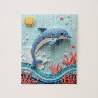 Verspielter Delfin-Papierkunst-Sprung