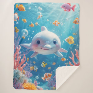 Verspielter Delfin unter farbenfrohen tropischen F Sherpadecke