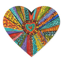 verspielter farbenfroher Herzexplosion-Sticker