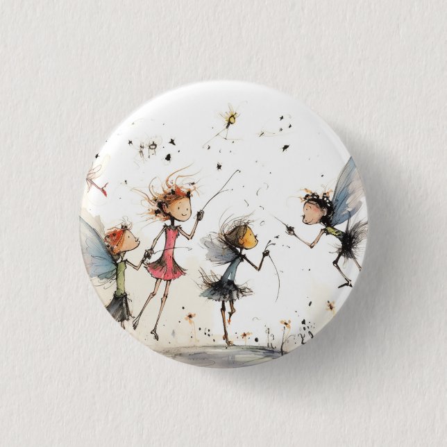 Verspielter Feenknopf, Abzeichen, Stift süß Button (Vorderseite)