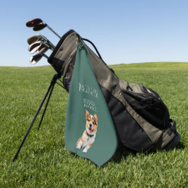 Verspielter fröhlicher Corgi 'Wedelt nach Birdies' Golfhandtuch