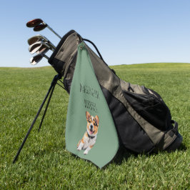 Verspielter fröhlicher Corgi 'Wedelt nach Birdies' Golfhandtuch