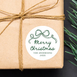 Verspielter handgezeichneter grüner Bogen Frohe We Runder Aufkleber