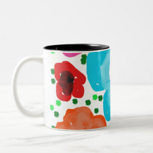 Verspielter heller abstrakter Blumen-Two-Tone-Bech Zweifarbige Tasse