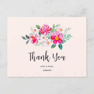 Verspielter hübscher rosa Blumenstrauß Danke Postkarte