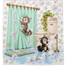 Verspielter Katzenbadzimmer-Schabernack