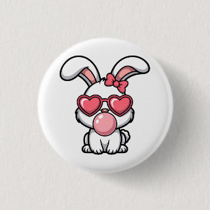 verspielter Kawaii-Hase mit Kaugummiblase Button