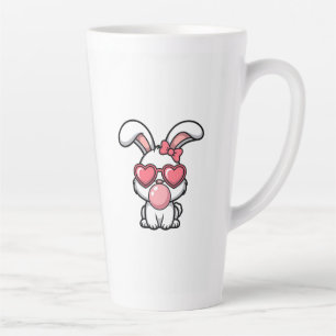 verspielter Kawaii-Hase mit Kaugummiblase Milchtasse