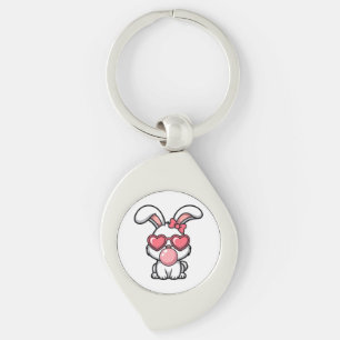 verspielter Kawaii-Hase mit Kaugummiblase Schlüsselanhänger