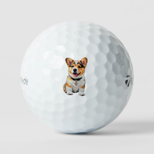 Verspielter niedlicher Corgi-Hund Liebhaber Golfbä Golfball