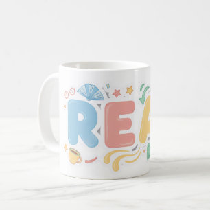 Verspielter Pastell-Blasen-"LIES"-Sticker-Stil Kaffeetasse