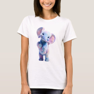 Verspielter Pastell-Wasserfarben-Baby-Elefant Frau T-Shirt