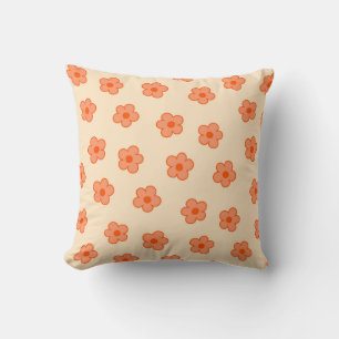 Verspielter Pfirsich- und Orangen-Blumen-Retro-Sti Kissen